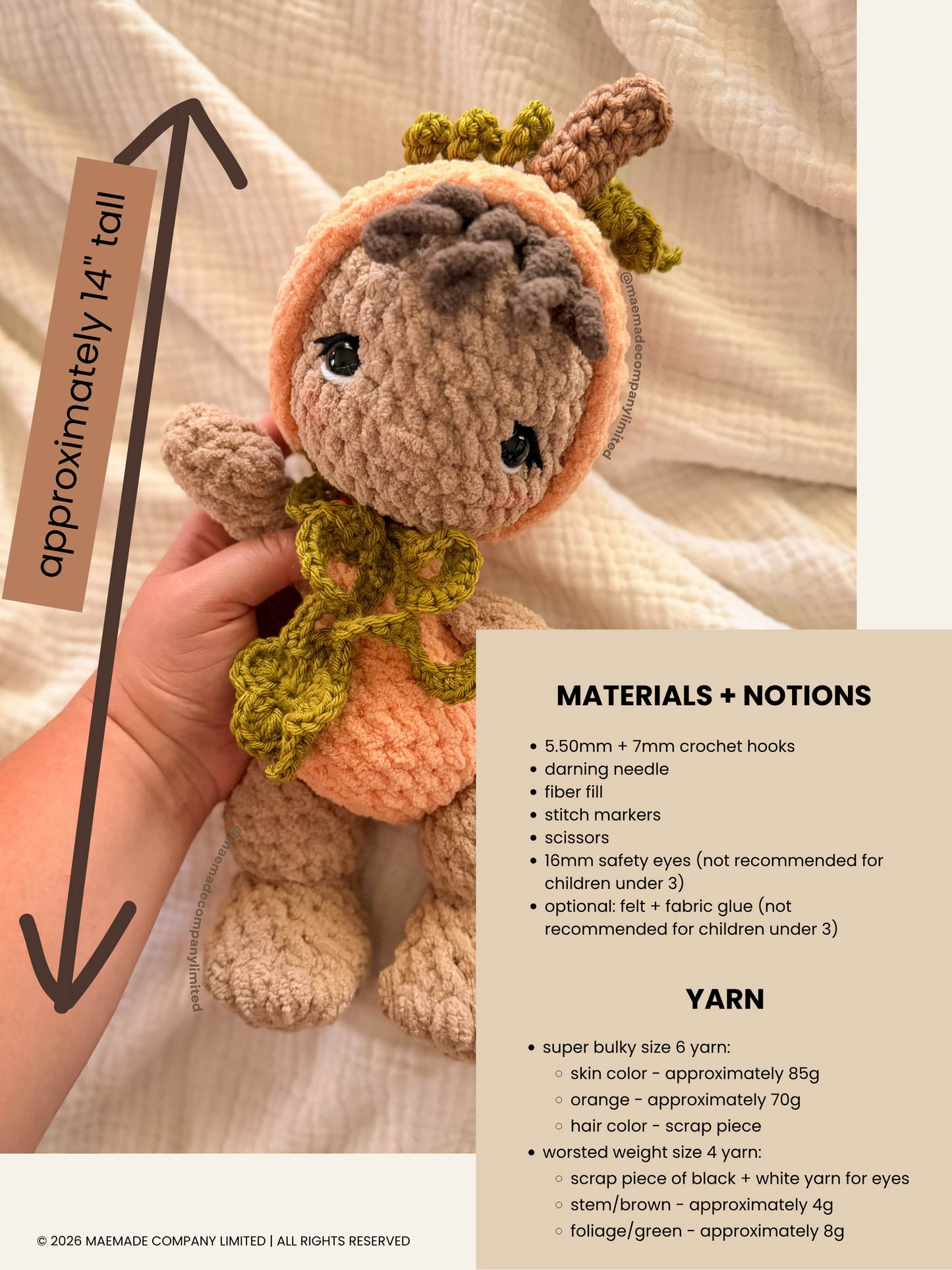patches the pumpkin Modification - bitty bubs Baby Doll Crochet Pattern (Copy)