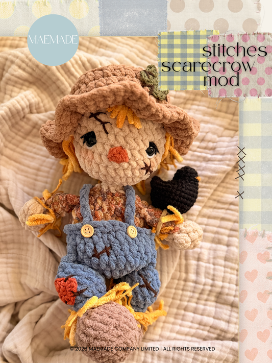 stitches the scarecrow Modification - bitty bubs Baby Doll Crochet Pattern