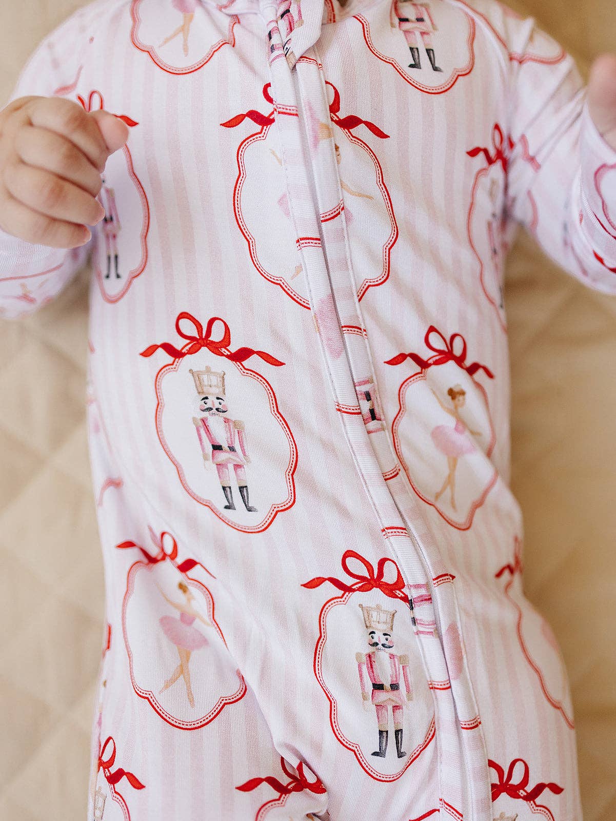 Bamboo Zip Romper | Pink Nutcracker