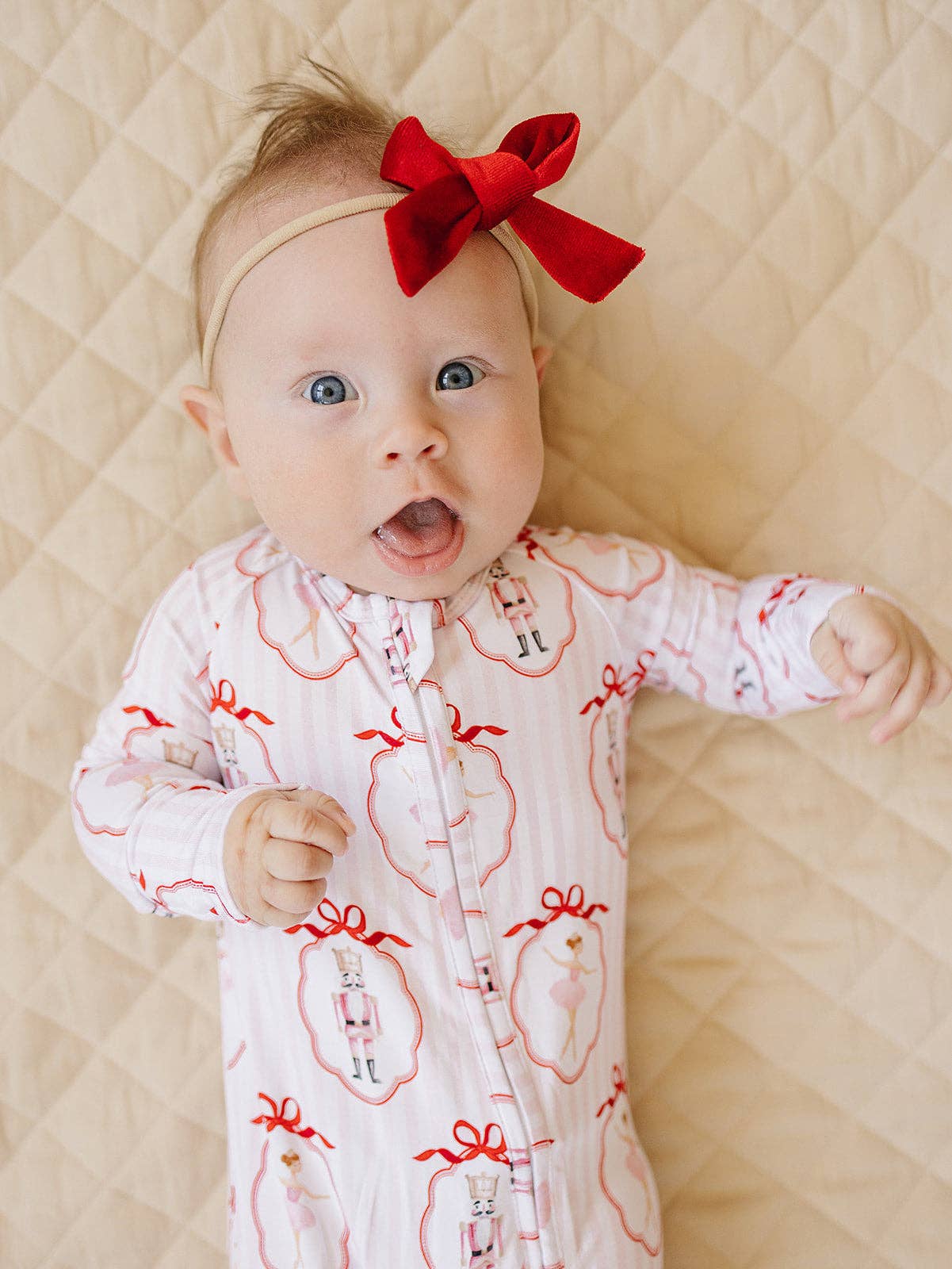 Bamboo Zip Romper | Pink Nutcracker