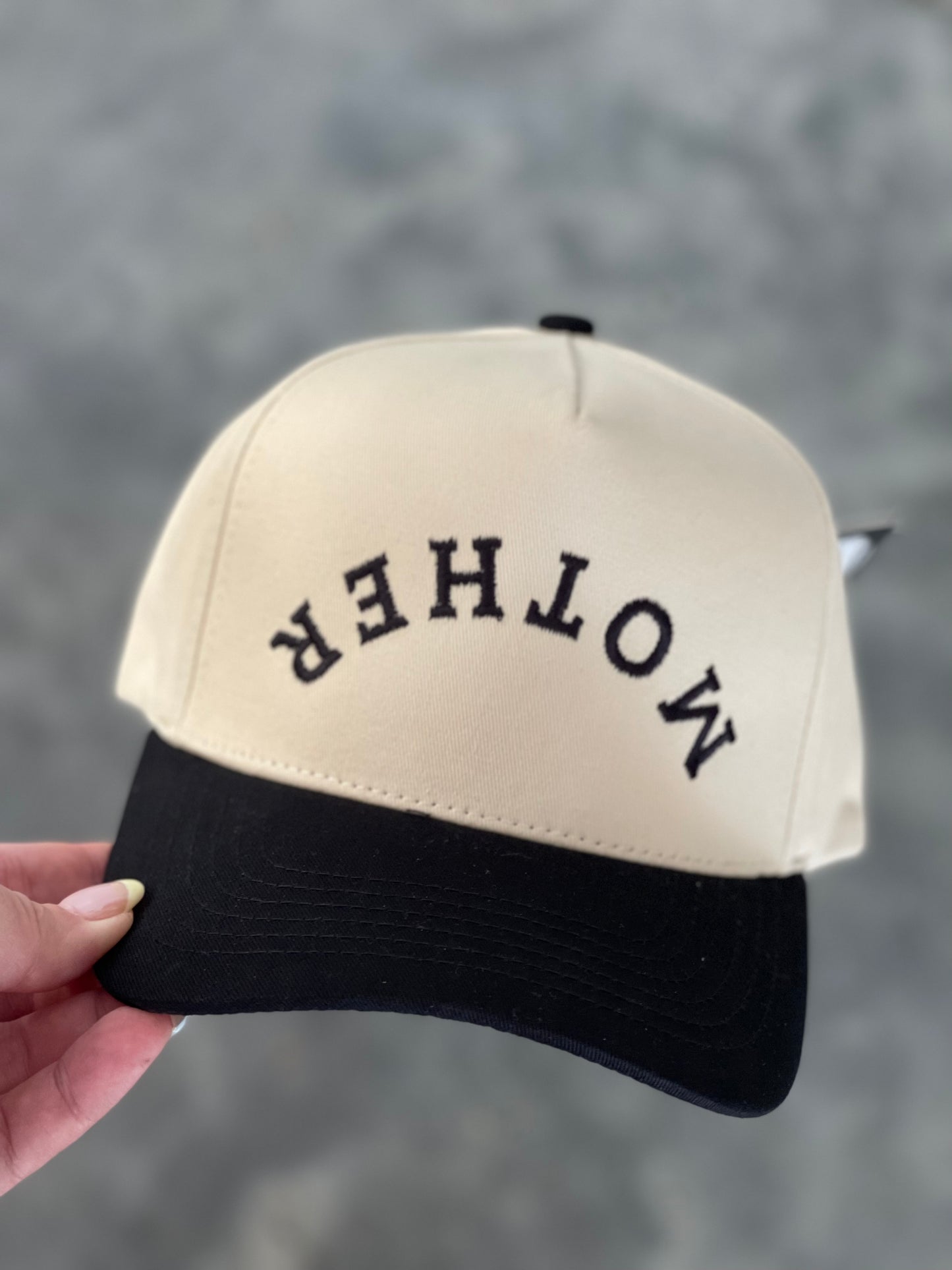 MOTHER Upside Down Lettering Embroidery Cap