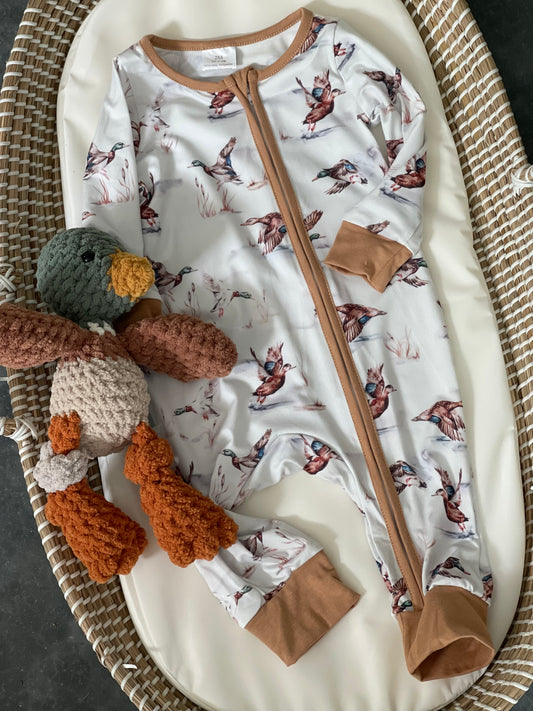 Duck Zipper Romper - Boys
