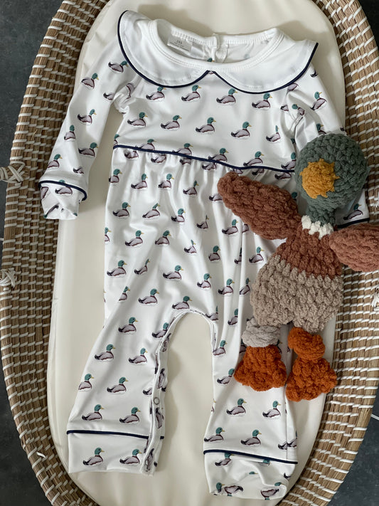 Duck Print Romper - Girls