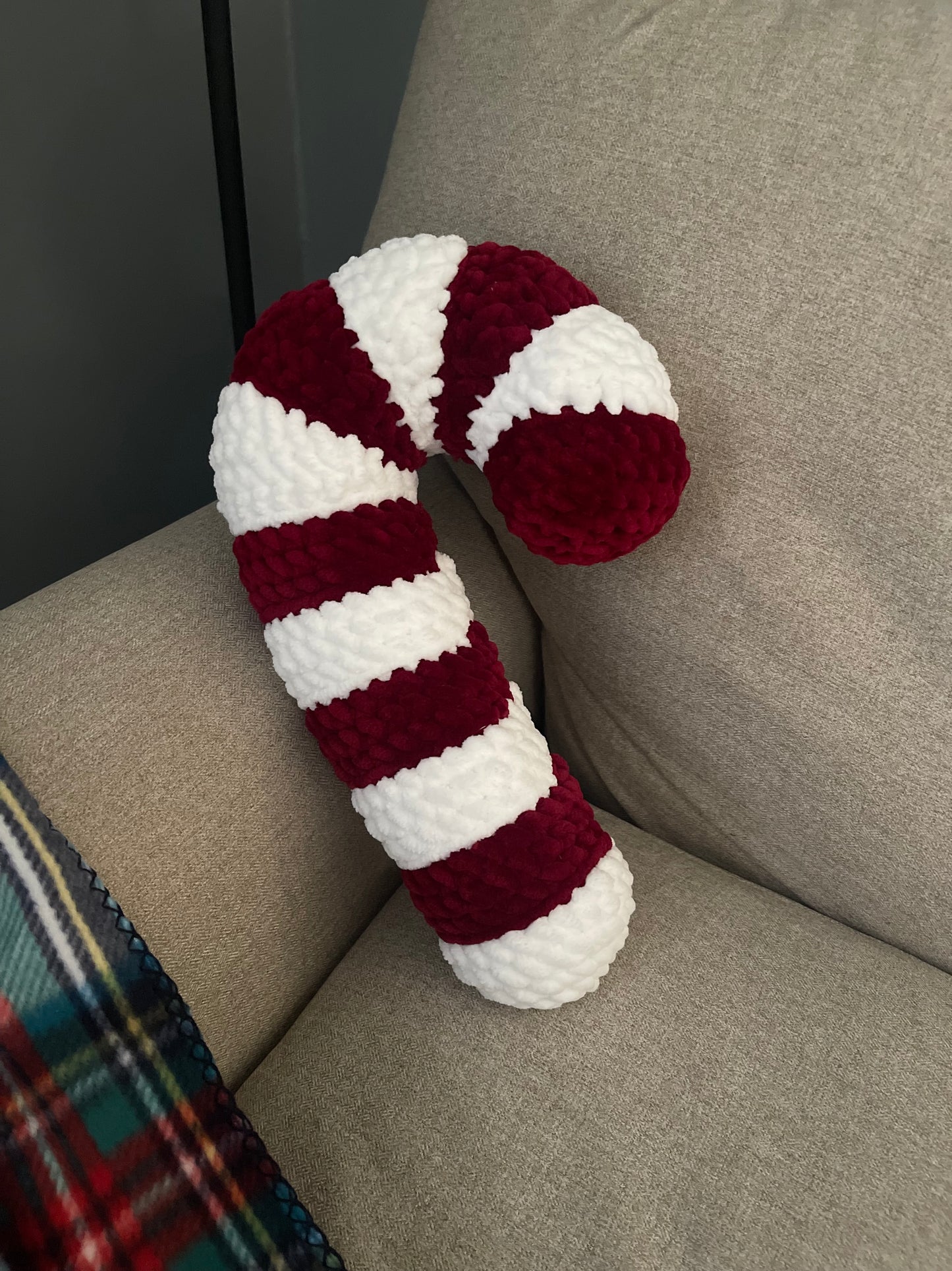 Candy Cane Pillow - Red Chenille